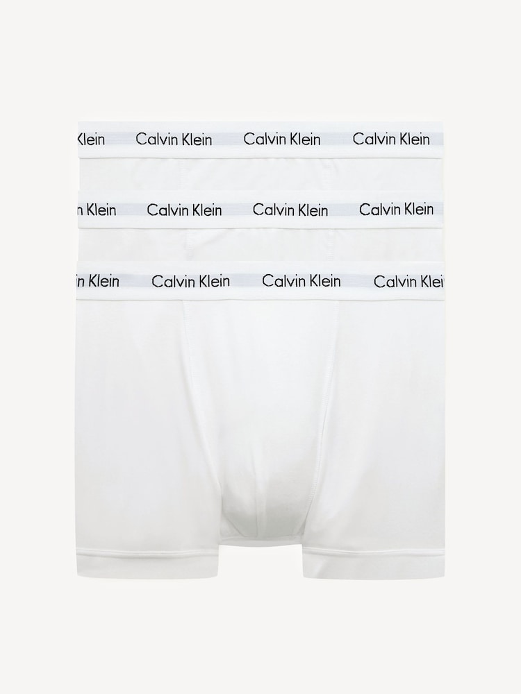 Calvin Klein White Classic Stretch Trunks 3 Pack Boxers - Image 1 of 5