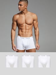 Calvin Klein White Classic Stretch Trunks 3 Pack Boxers - Image 2 of 5