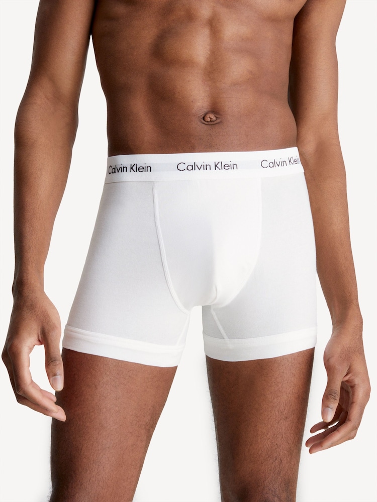 Calvin Klein White Classic Stretch Trunks 3 Pack Boxers - Image 3 of 5