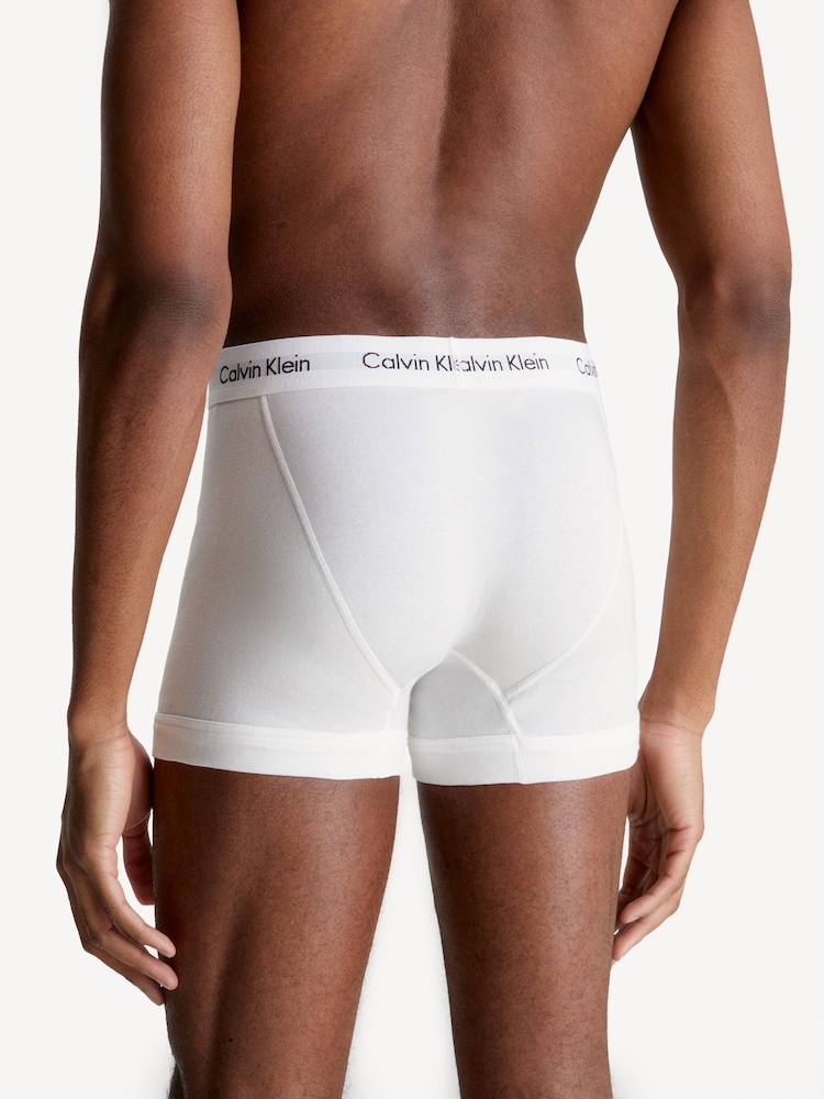 Calvin Klein White Classic Stretch Trunks 3 Pack Boxers - Image 4 of 5