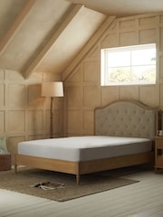Soft Texture Light Natural Rose Wood Upholstered Bed Frame - Image 2 of 6