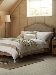 Soft Texture Light Natural Rose Wood Upholstered Bed Frame - Image 7 of 9