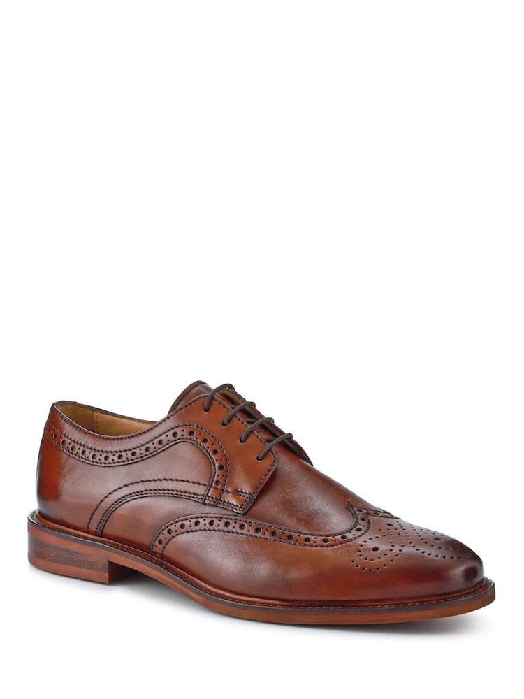 Marrón castaña - Corte ancho - Jones Bootmaker Longwood Wide Fit Leather Brogues - Imagen 2 de 6