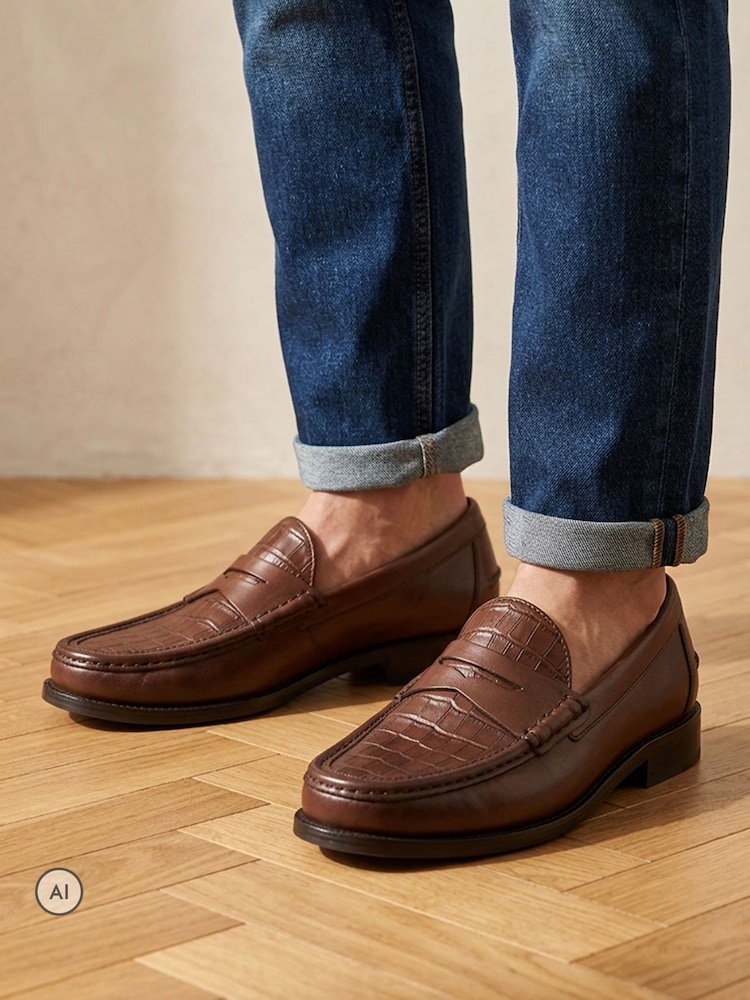 Jones Bootmaker Brown Romsey Leather Penny Loafers - Image 1 of 6 Jones Bootmaker Brown Romsey Leather Penny Loafers - Image 1 of 6