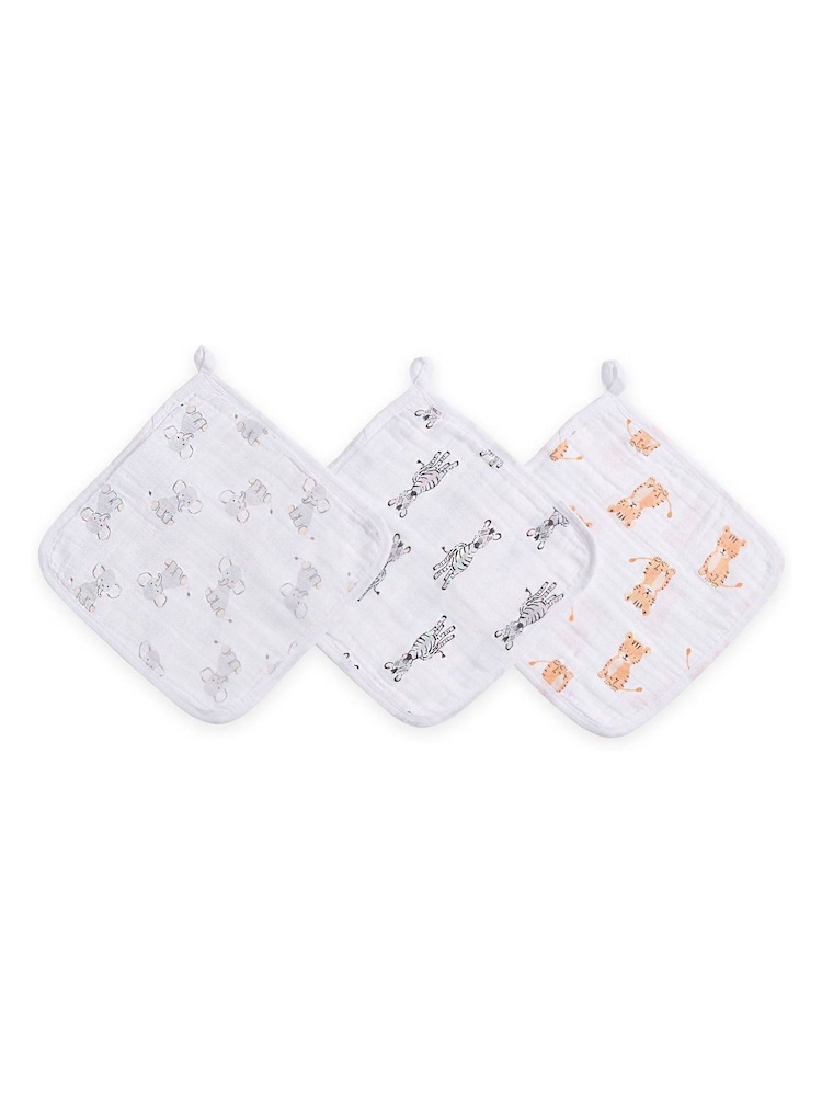 aden + anais Essentials White Washcloth Set Three Pack - Image 1 of 2