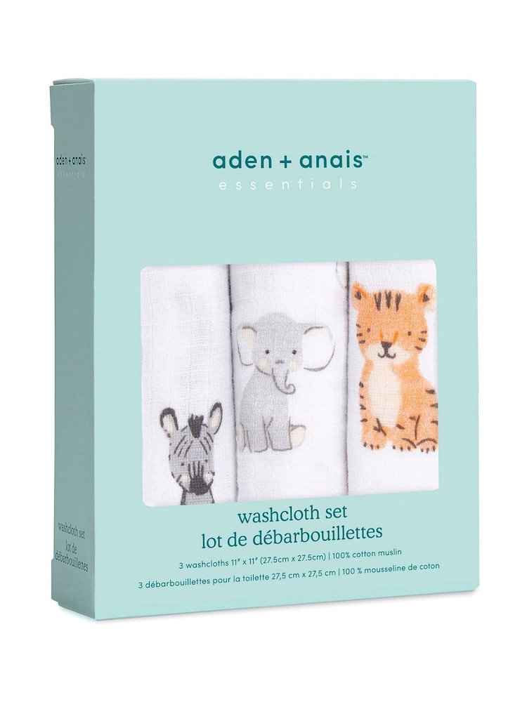aden + anais Essentials White Washcloth Set Three Pack - Image 2 of 2