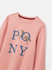 Joules Girls' Bessie Pink Horse Artwork Tshirt - Image 3 of 5