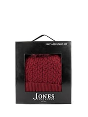 Jones Bootmaker Burgundy Red Valkyrie Soft Knitted Pom Hat & Scarf Set - Image 4 of 4