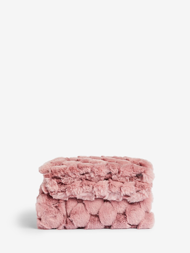 Pink Luna Scalloped Plush Faux Fur Throw - Image 4 of 5