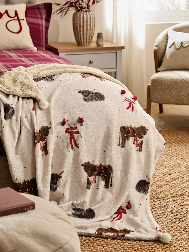 Natural Christmas Hamish Fleece Throw - Image 1 of 6 Natural Christmas Hamish Fleece Throw - Image 1 of 6