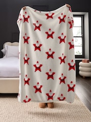 Red Christmas Santa Fleece Throw - Image 2 of 4