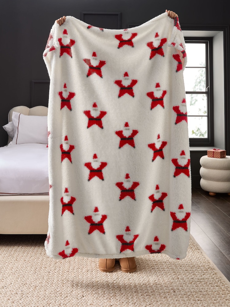 Red Christmas Santa Fleece Throw - Image 2 of 4