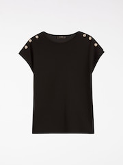 Lipsy Black/White Military Button Detail Round Neck T-Shirts 2 Pack - Image 4 of 6