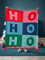 Bright Christmas Knit HO HO HO Throw - Image 1 of 2