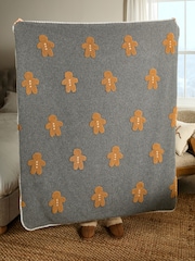 Grey Christmas Gingerbread Throw - Image 2 of 6