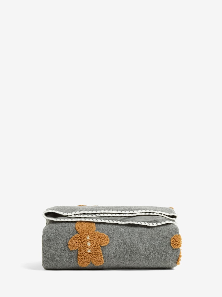 Grey Christmas Gingerbread Throw - Image 6 of 6