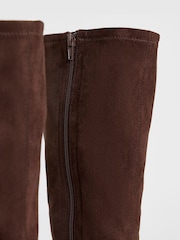 JD Williams Brown Wide Fit Pointed Block Heel Stretch Knee High Boots - Image 4 of 4