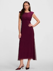 Jolie Moi Purple Lace Insert Mesh Maxi Dress - Image 1 of 6