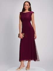 Jolie Moi Purple Lace Insert Mesh Maxi Dress - Image 4 of 6