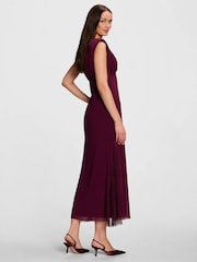 Jolie Moi Purple Lace Insert Mesh Maxi Dress - Image 6 of 6