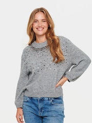Saint Tropez Grey Barbel Sequin Knitted Pullover Jumper - Image 1 of 1