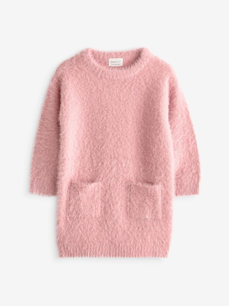 Pink Fluffy Knit Dress - Image 1 of 1