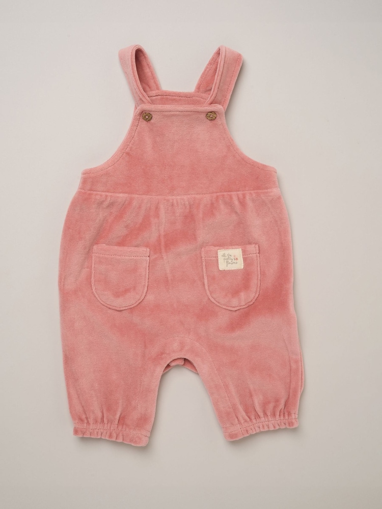 Rock-A-Bye Baby Boutique Pink Bodysuit Embroidered Collar and Velour Dungarees Set - Image 5 of 5 Rock-A-Bye Baby Boutique Pink Bodysuit Embroidered Collar and Velour Dungarees Set - Image 5 of 5