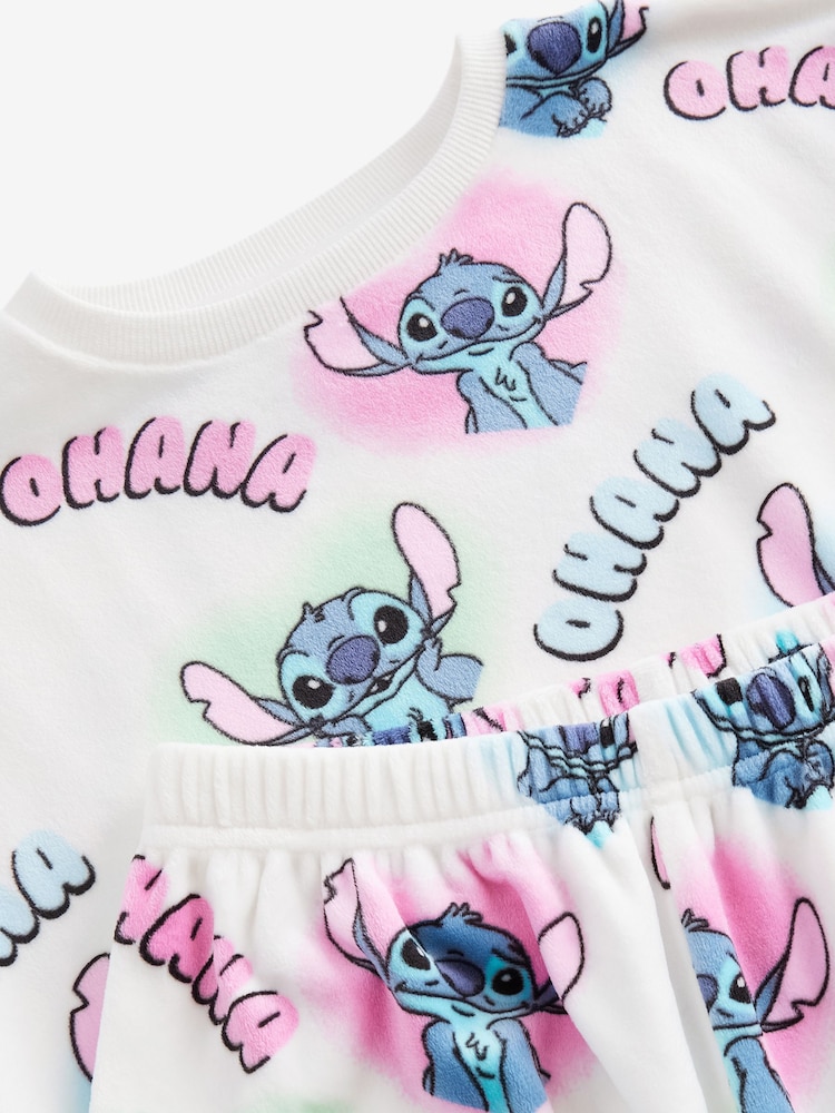 Buy White/Pink License Lilo and Stitch Cosy Fleece Pyjamas (3
