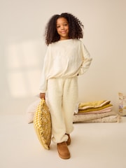 Cream/Blue Cosy Fleece Pyjamas (3-16yrs) - Image 1 of 9