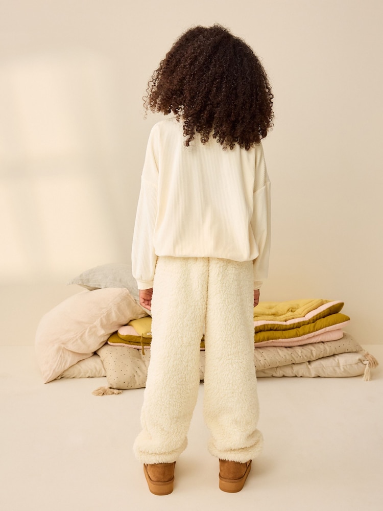 Cream/Blue Cosy Fleece Pyjamas (3-16yrs) - Image 2 of 9