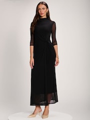 Қара - Jolie Moi биік мойынға арналған ұзын жеңді торлы максимум көйлек - 6суретінің 1 суреті