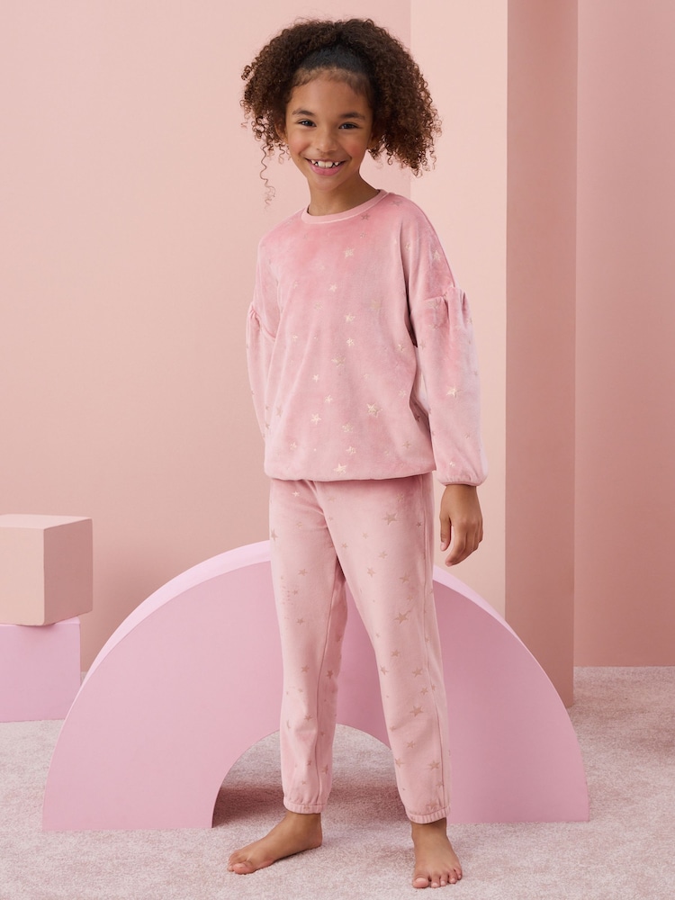 Pink/Metallic-Stern - Kuscheliger Fleece-Pyjama (9 Monate–16 Jahre) - Bild 1 von 6 Pink/Metallic-Stern - Kuscheliger Fleece-Pyjama (9 Monate–16 Jahre) - Bild 1 von 6
