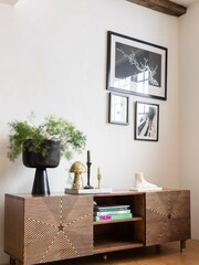 Rockett St George Mango Wood Starburst Wide TV Unit - Image 1 of 9