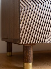 Rockett St George Mango Wood Starburst Wide TV Unit - Image 4 of 9