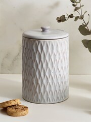 Grey Embossed Geo Biscuit Jar - Image 1 of 4