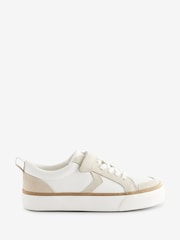 White Wide Fit (G) Elastic Lace Touch Fastening Chevron Trainers - Image 2 of 6
