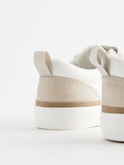 White Wide Fit (G) Elastic Lace Touch Fastening Chevron Trainers - Image 3 of 6