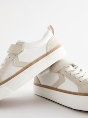 White Wide Fit (G) Elastic Lace Touch Fastening Chevron Trainers - Image 4 of 6