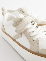 White Wide Fit (G) Elastic Lace Touch Fastening Chevron Trainers - Image 6 of 6