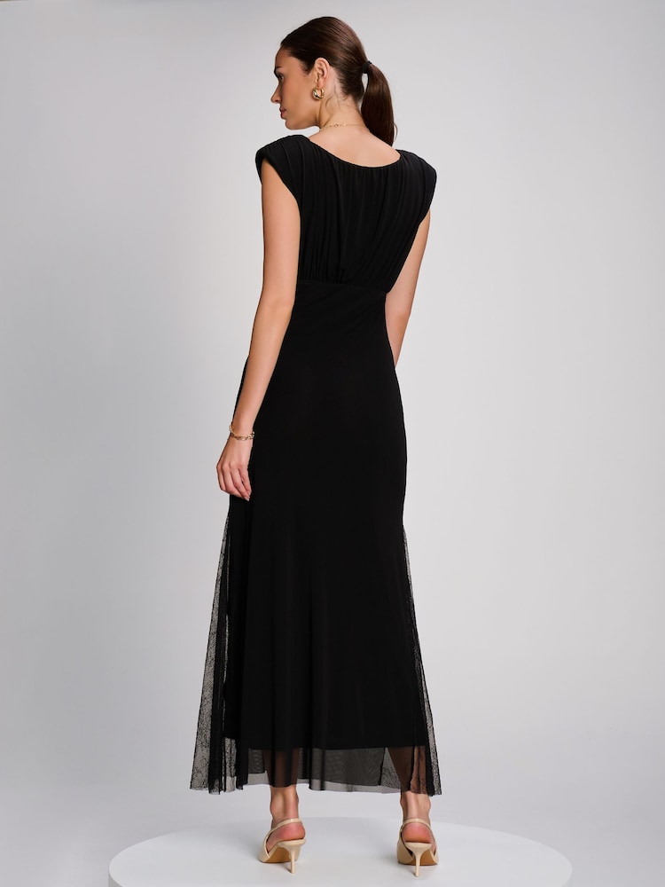 Jolie Moi Black Lace Insert Mesh Maxi Dress - Image 2 of 6 Jolie Moi Black Lace Insert Mesh Maxi Dress - Image 2 of 6