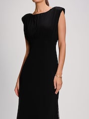 Jolie Moi Black Lace Insert Mesh Maxi Dress - Image 3 of 6