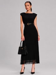 Jolie Moi Black Lace Insert Mesh Maxi Dress - Image 4 of 6