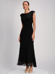 Jolie Moi Black Lace Insert Mesh Maxi Dress - Image 5 of 6