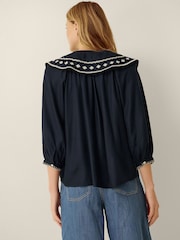 Monsoon Blue Lila Embroidered Sailor Collar Top - Image 2 of 4