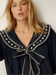 Monsoon Blue Lila Embroidered Sailor Collar Top - Image 4 of 4