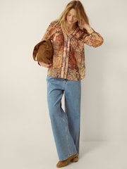 Monsoon Brown Evelina Sheer Floral Print Top - Image 3 of 5