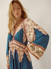 Monsoon Blue Alexandra Floral Print Boho Midi Dress - Image 3 of 4