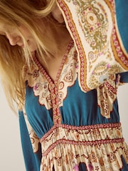 Monsoon Blue Alexandra Floral Print Boho Midi Dress - Image 4 of 4