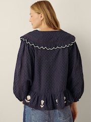 Monsoon Blue Talia Oversized Collar Tulip Top - Image 2 of 6
