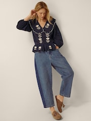 Monsoon Blue Talia Oversized Collar Tulip Top - Image 4 of 6